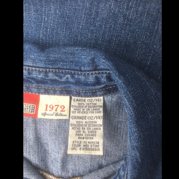 Jean Dress W/Black Trim Faded Glory Size 12-14 MIDI - Picture 5 of 6